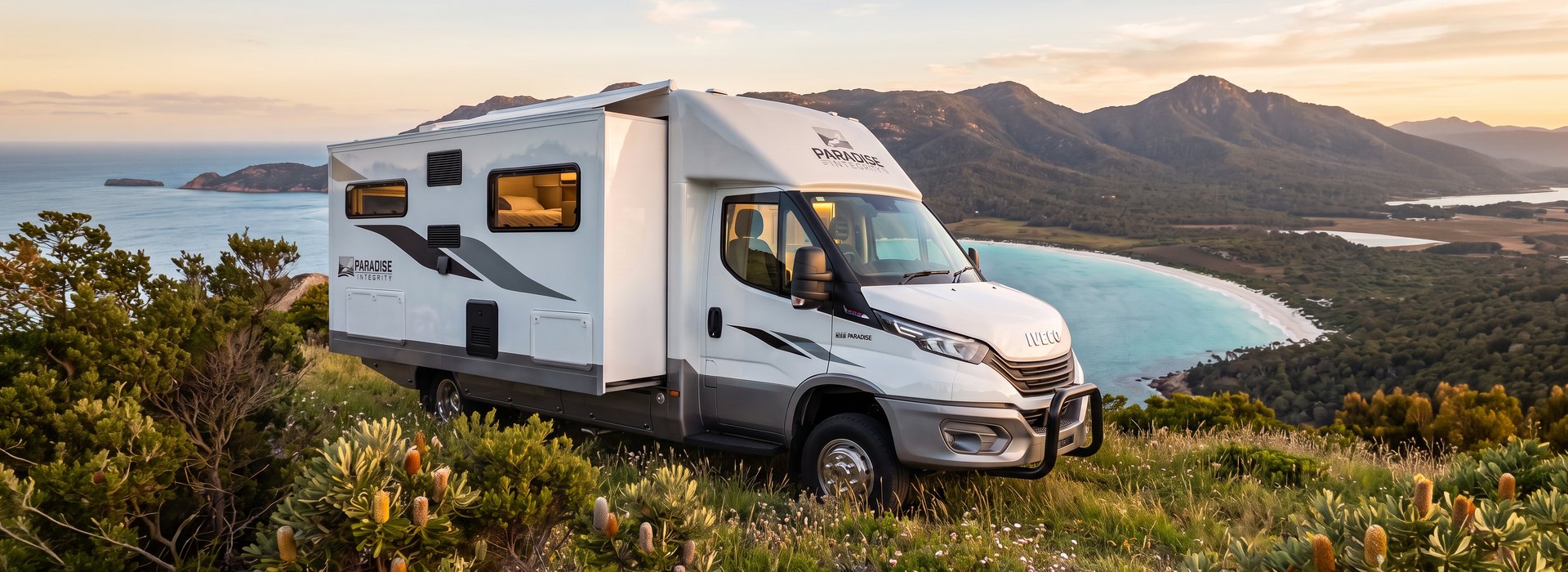 paradise integrity motorhome on a coastal lookout Paradise Integrity motorhome on a coastal lookout